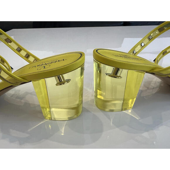 $1150 VALENTINO Garavani Platinum Rockstud Open Toe Plexi Heel Sandals Size 42 - Picture 8 of 16